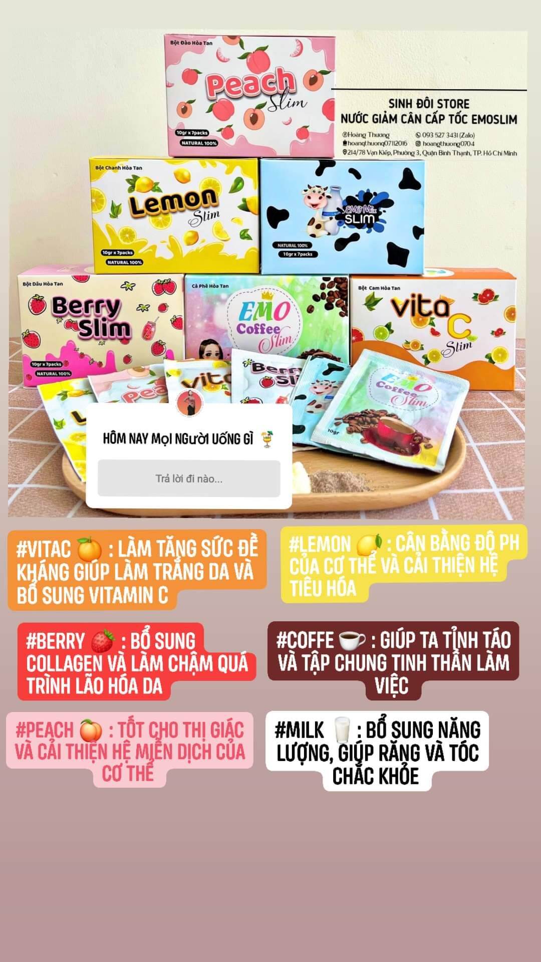 [HCM]Combo 5 hộp nước ép giảm cân emoslim mix vị