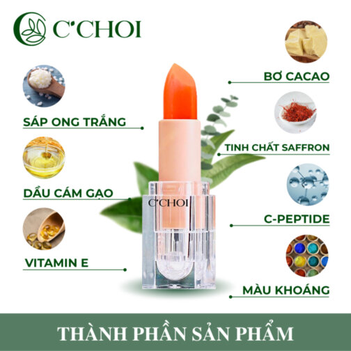 Son dưỡng môi Saffron Color C’Choi, màu cam pha lê