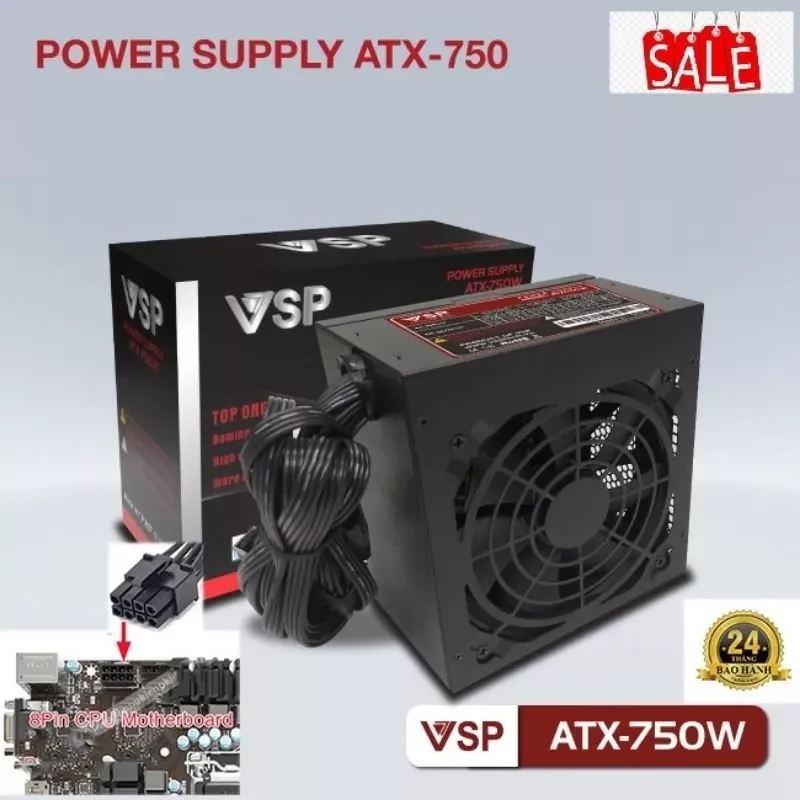 Nguồn VSP ATX-750W fan 12cm new full box VSPTECH