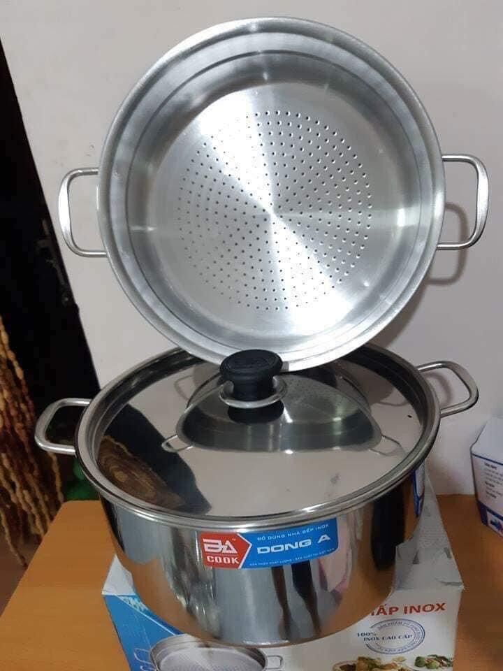 nồi hấp 2 tầng  DÀY 1.5 đáy  inox Đông Á 24cm