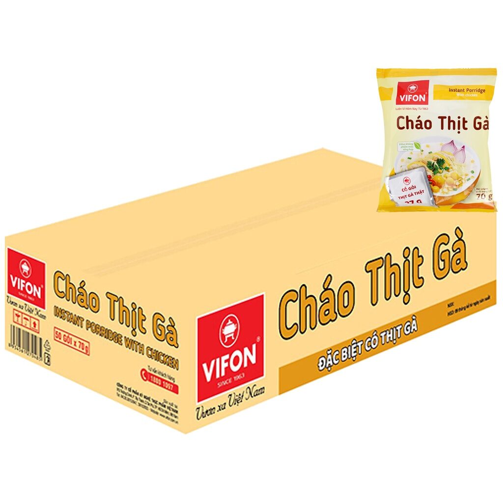 Cháo Vifon Có Thịt Thật ( 1 Thùng × 50 Gói × 70 Gram )