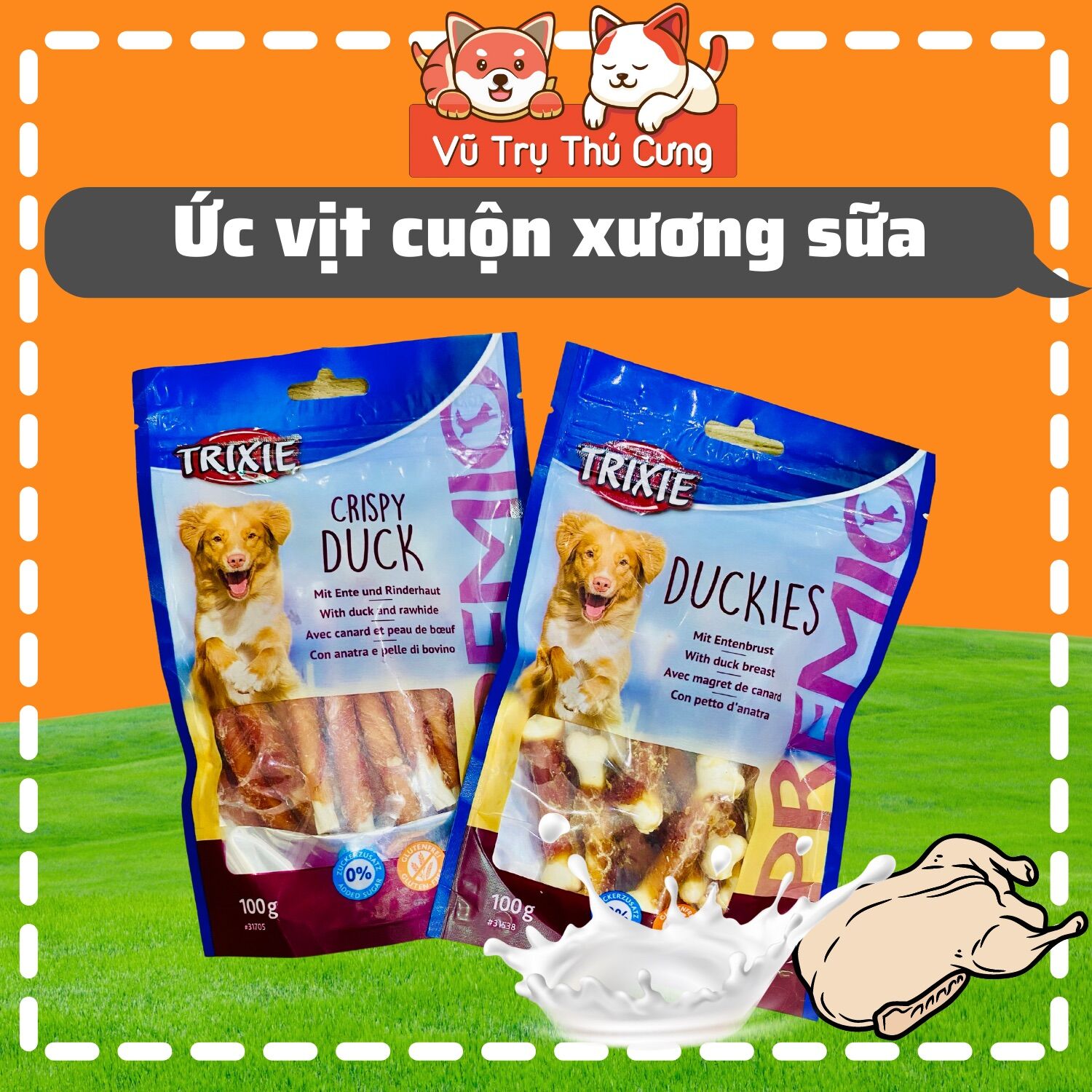 Snack Cho Chó Thịt Gà, Thịt Vịt Cuộn Rau Củ Trixie 70g