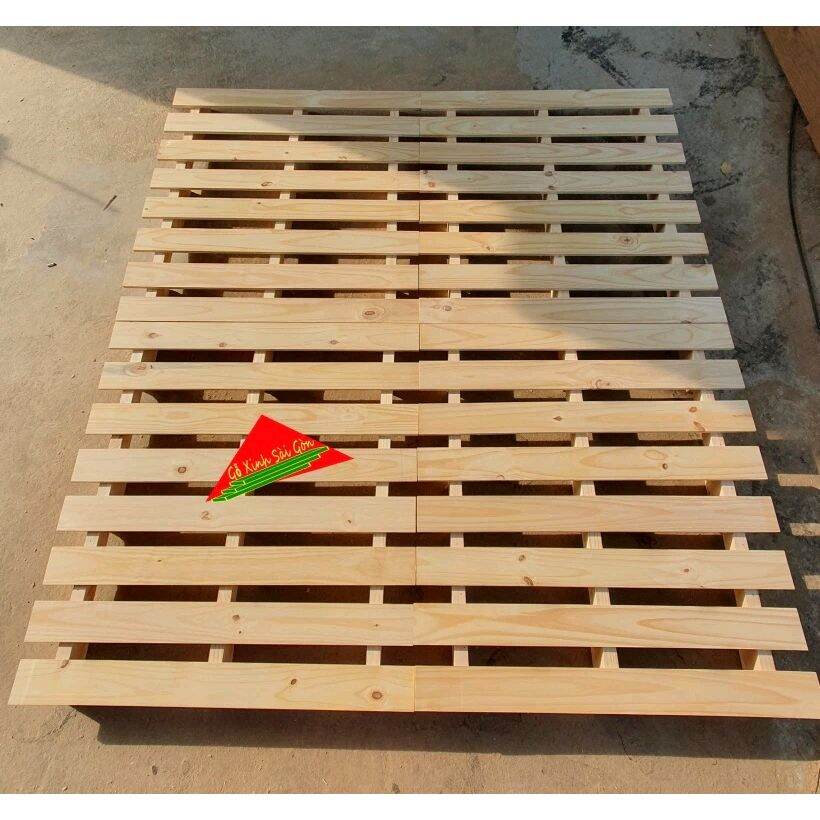 Giường gỗ tự đóng theo kiểu pallet 1m6x2m, 1m8x2m, 2mx2m cao 10cm chịu lực tốt, khe hở nhỏ