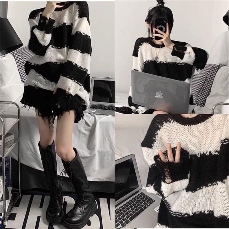 Áo len  kẻ ngang cute sang chảnh (kèm ảnh thật )