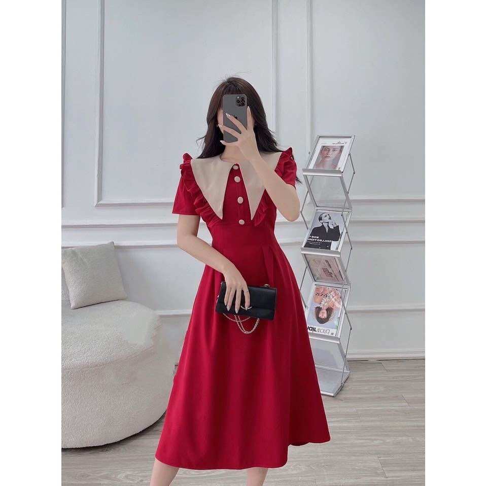 Set Đầm Đỏ Vintage có size Mẹ & Bé
