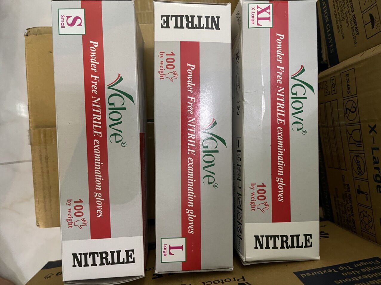 Hộp 100 cái găng tay y tế nitrile vglove size s , m , màu xanh