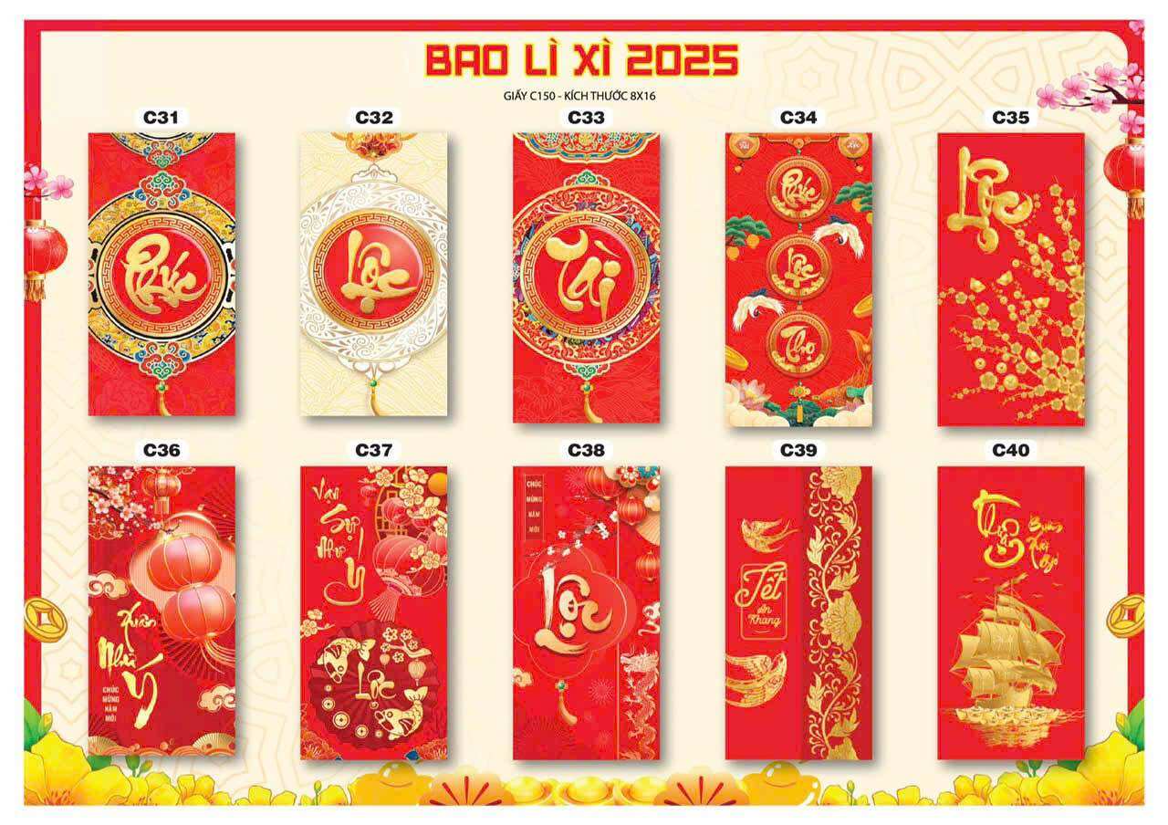 Combo 200 Bao Lì Xì Tết 2025 Giá Rẻ