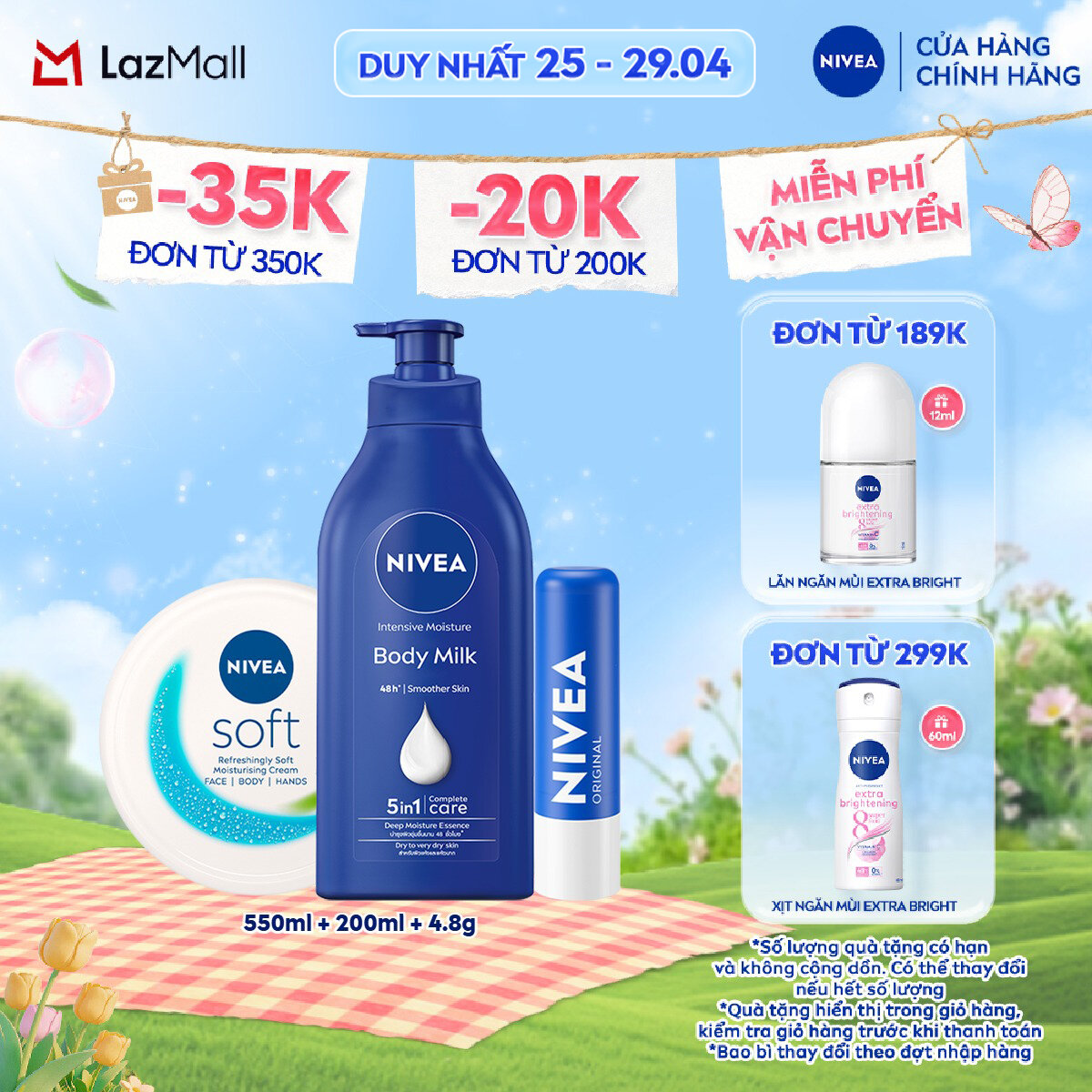 Sữa Dưỡng Thể NIVEA Dưỡng Ẩm Chuyên Sâu | Vitamin E (550 ml) + Kem Dưỡng Mềm Da NIVEA Soft (50 ml / 200 ml) + Son dưỡng ẩm chuyên sâu Nivea Original Care (4.8g) - 85061