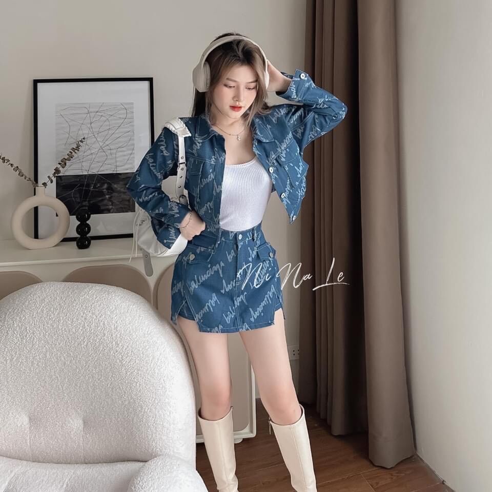 (SHOP TÁO ĐỎ BIGSIZE 50KG ĐẾN 90KG) set cá tính chân váy  món