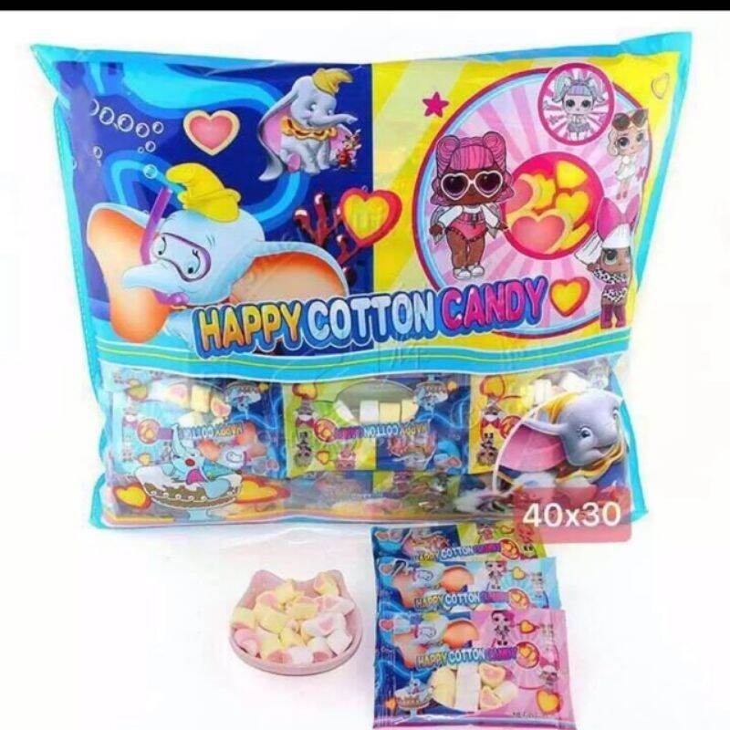 Bịch 40 gói kẹo xốp bông gòn Happy Cotton Candy.