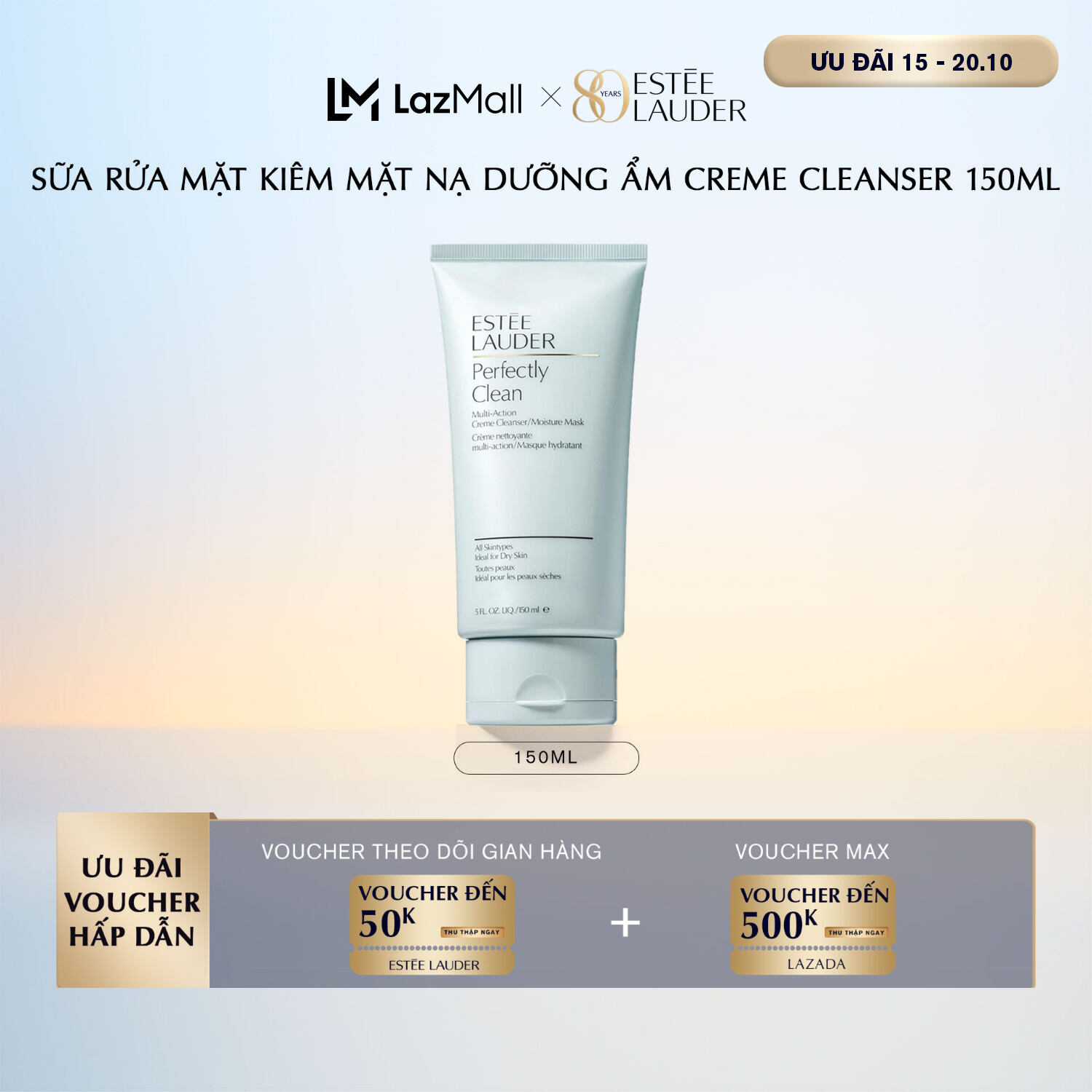 Sữa rửa mặt kiêm Mặt nạ dưỡng ẩm Estee Lauder Perfect Clean Creme Cleanser/Moisture Mask 150ml