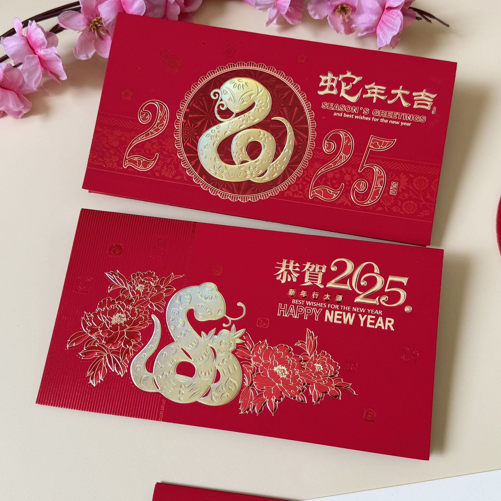 Thẻ Năm Rắn Năm Mới 2025 Phong Cách Trung Hoa Kinh Doanh Thiệp Chúc Mừng Tùy Chỉnh Cho Khách Hàng Và Nhân Viên Lễ Hội Mùa Xuân