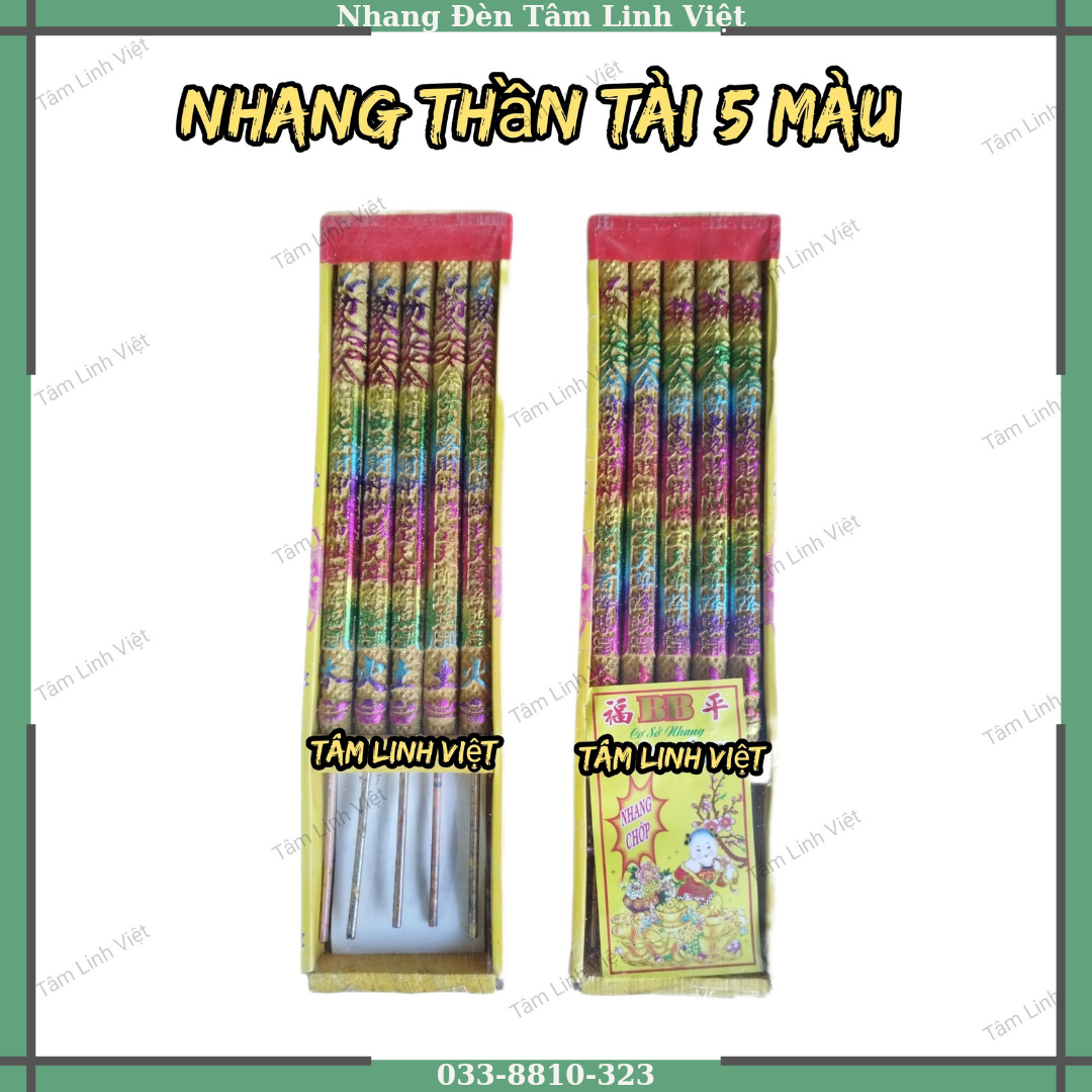 Nhang thần tài 5 cây 5 màu đứng tàng nhang