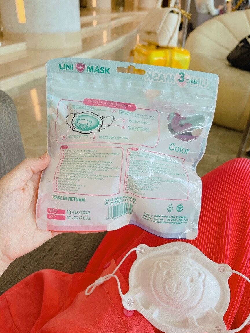 Khẩu trang Gấu 3D UniMask ( set 3 cái)