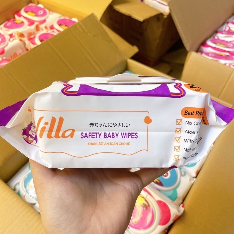 KHĂN GIẤY ƯỚT KHÔNG MÙI VILLA 250gr