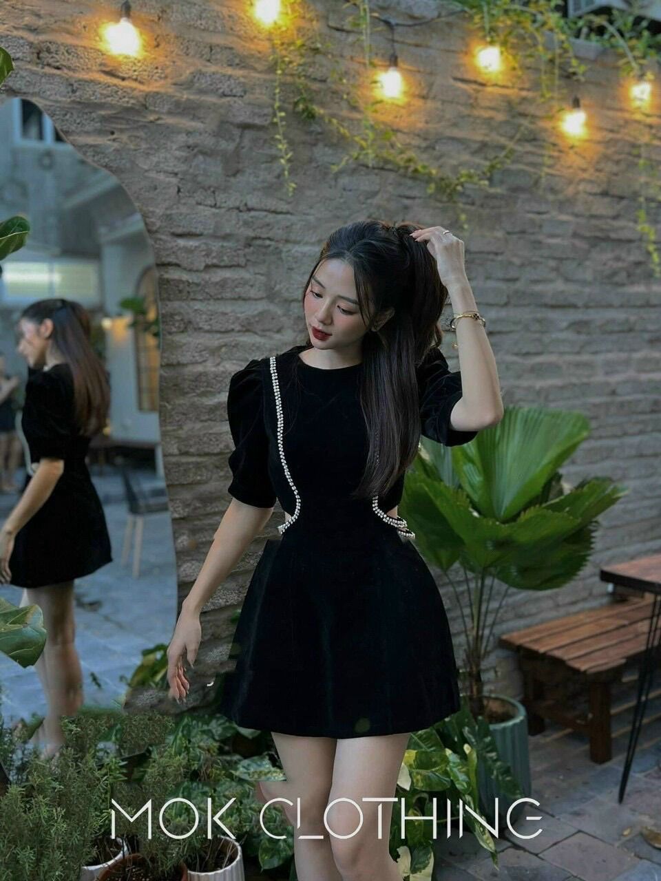 (D282 SHOP TÁO ĐỎ BIGSIZE 50KG ĐẾN 90kg) đầm nhung khoét eo sang chảnh D88
