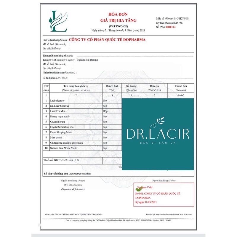 Sữa rửa mặt dịu nhẹ Dr.Lacir