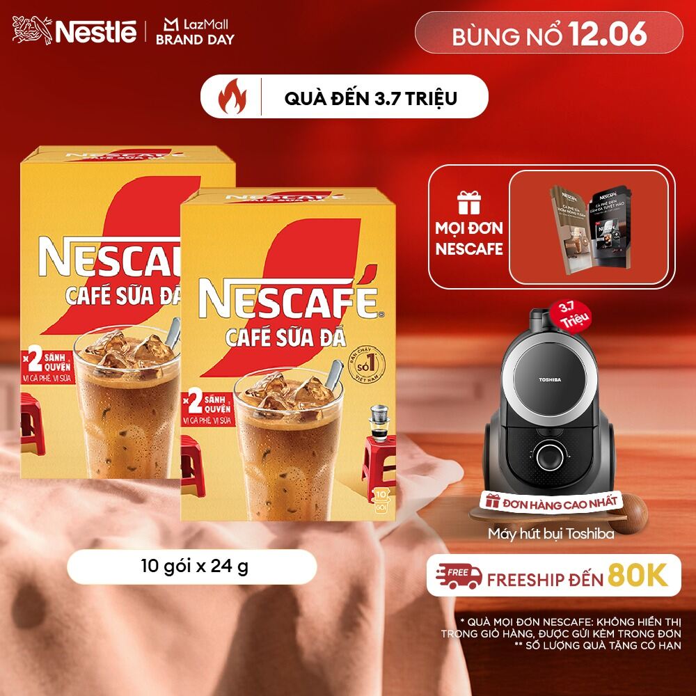 [FREESHIP TOÀN QUỐC] Combo 2 Hộp Cà phê Hòa tan NESCAFÉ CAFÉ SỮA ĐÁ 10 gói Nhân đôi sánh quyện