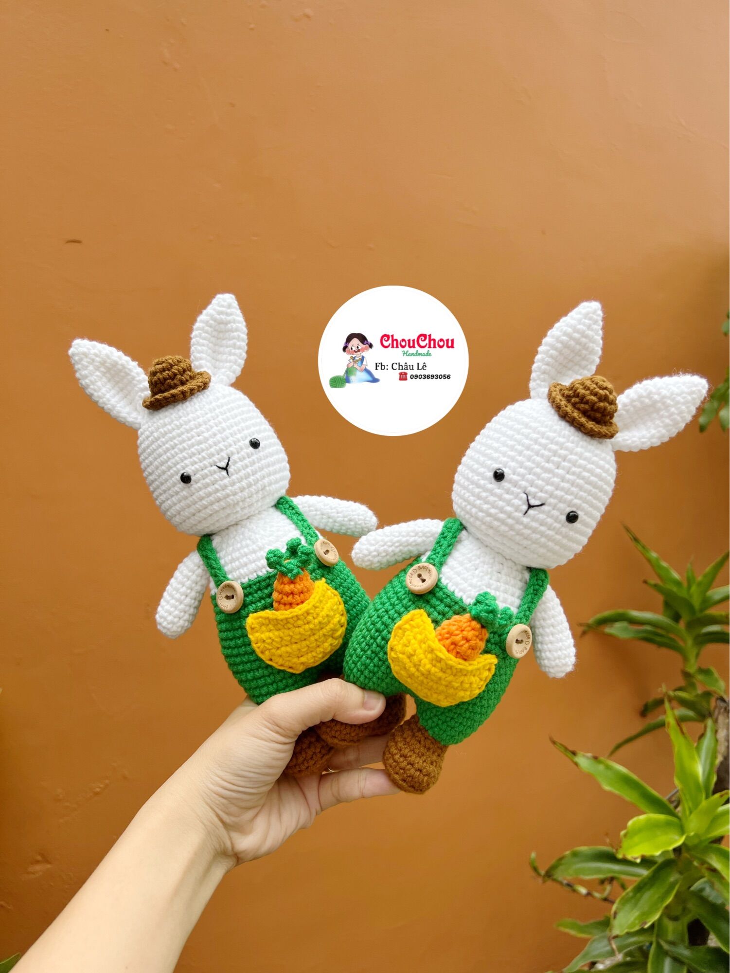 Thú len nhồi bông handmade - Thỏ Chubby