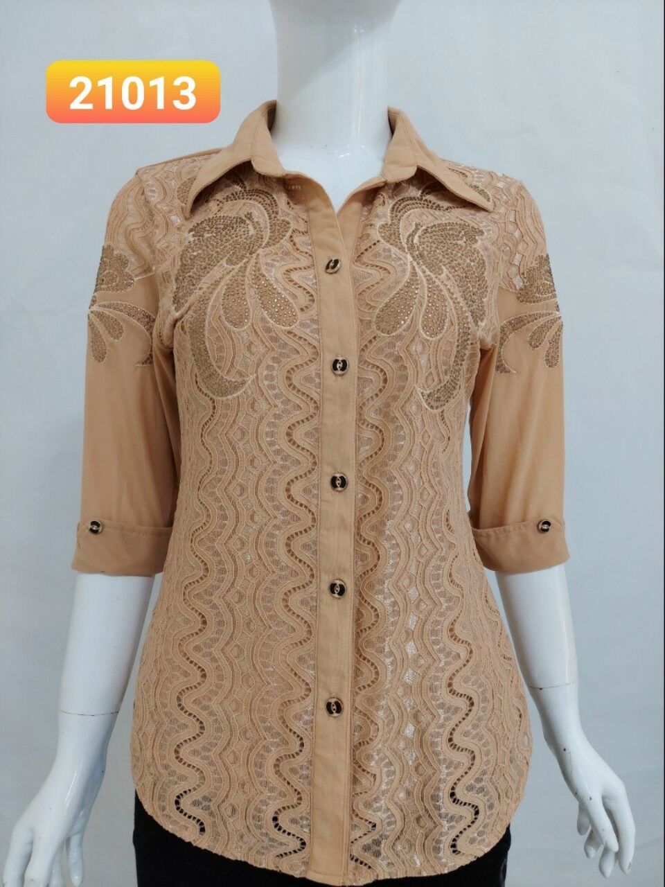 Áo sơ mi ren thun lưới 40-70 kí
