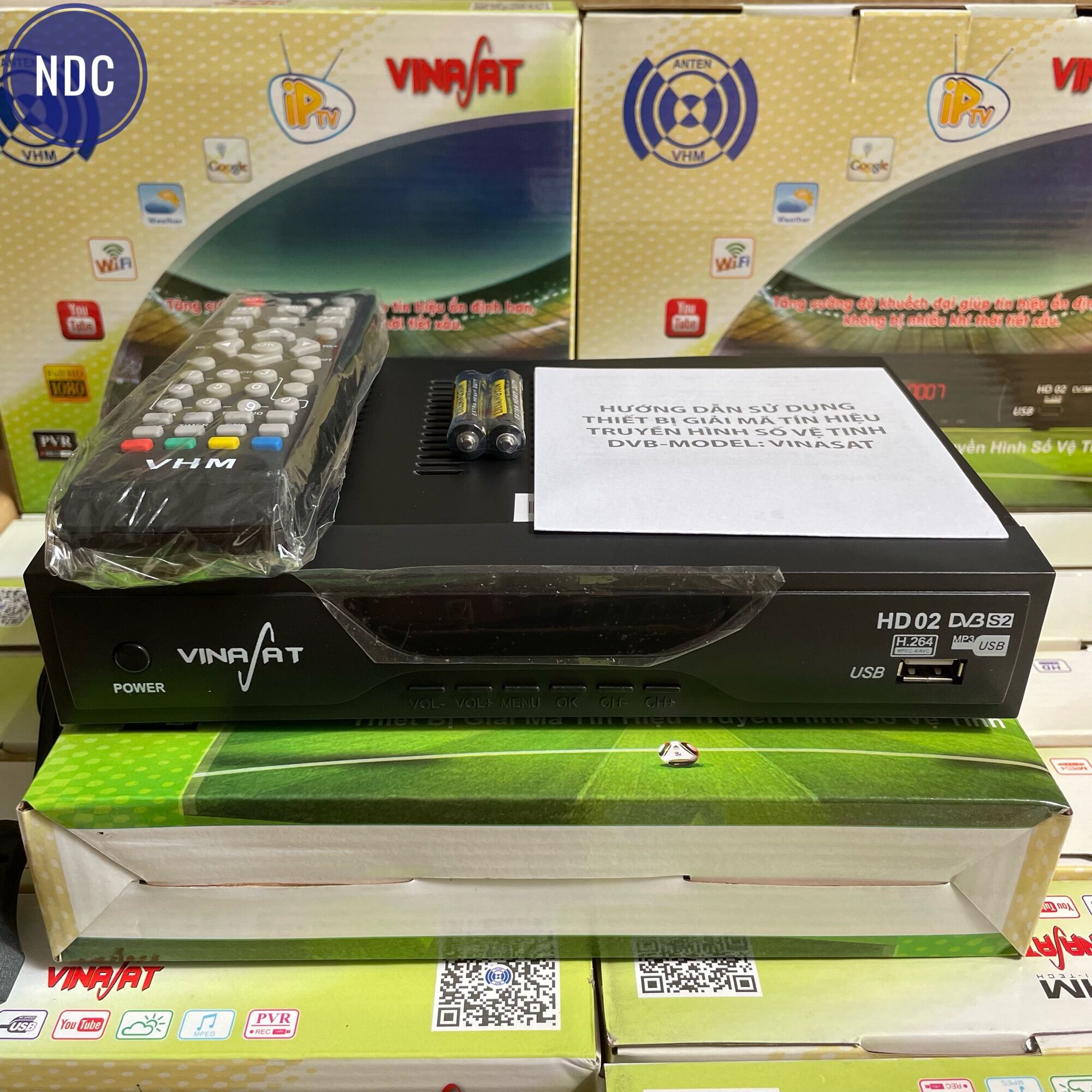[HCM]Đầu Thu Vệ Tinh Vinasat VHM (Tặng Cáp HDMI) Dùng Chảo K+, VTC, MobiTV, AVG
