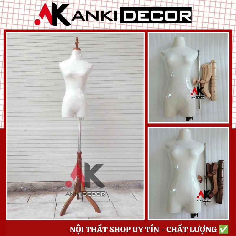 Manocanh nữ nửa người, canh nữ nửa người, manocanh chân gỗ, canh nữ không tay chân gỗ Anki Decor