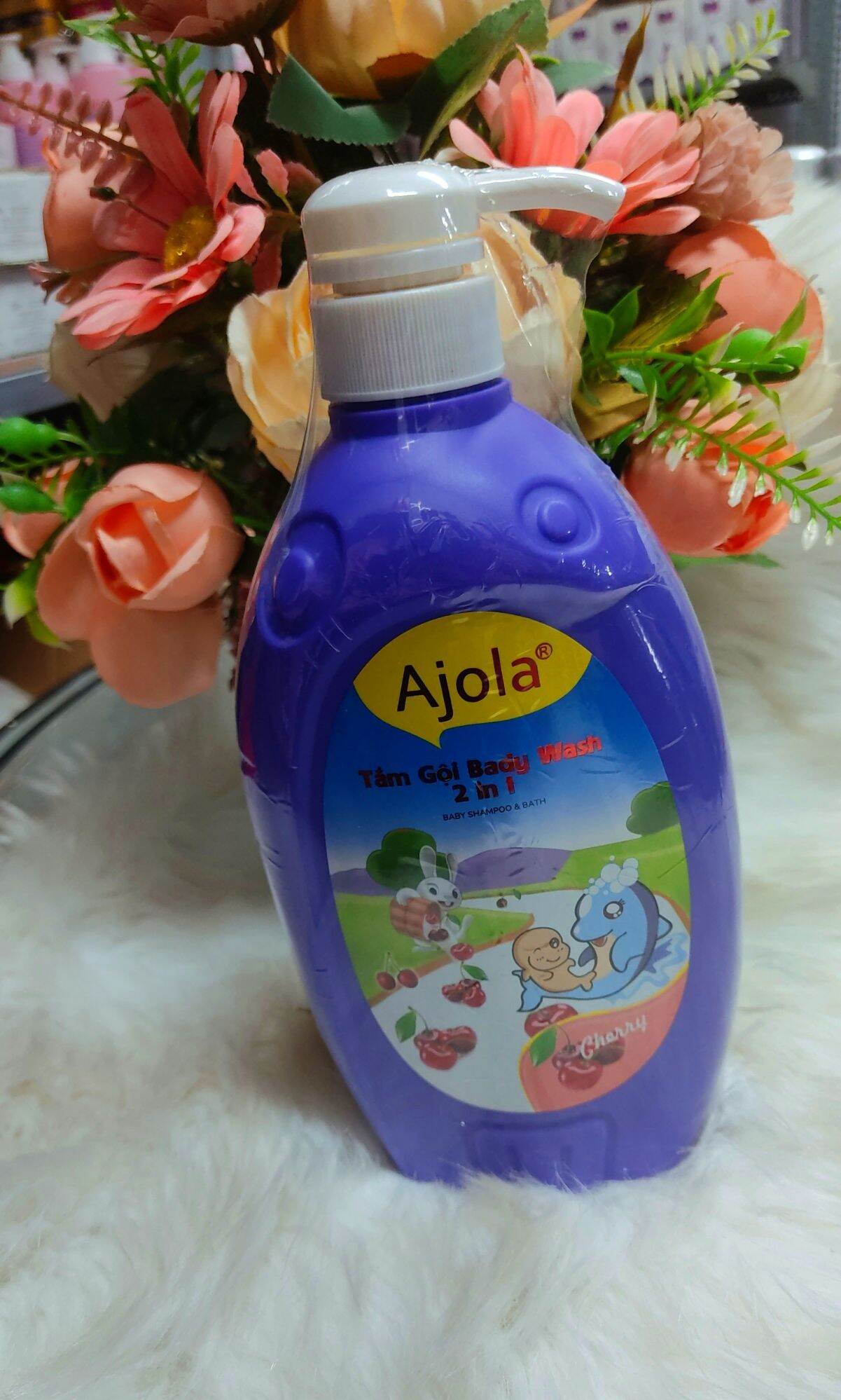 Ajola Tắm Gội Baby Wash 2 in 1 hương Cherry 800ml làm sạch da ,dưỡng ẩm cho da.