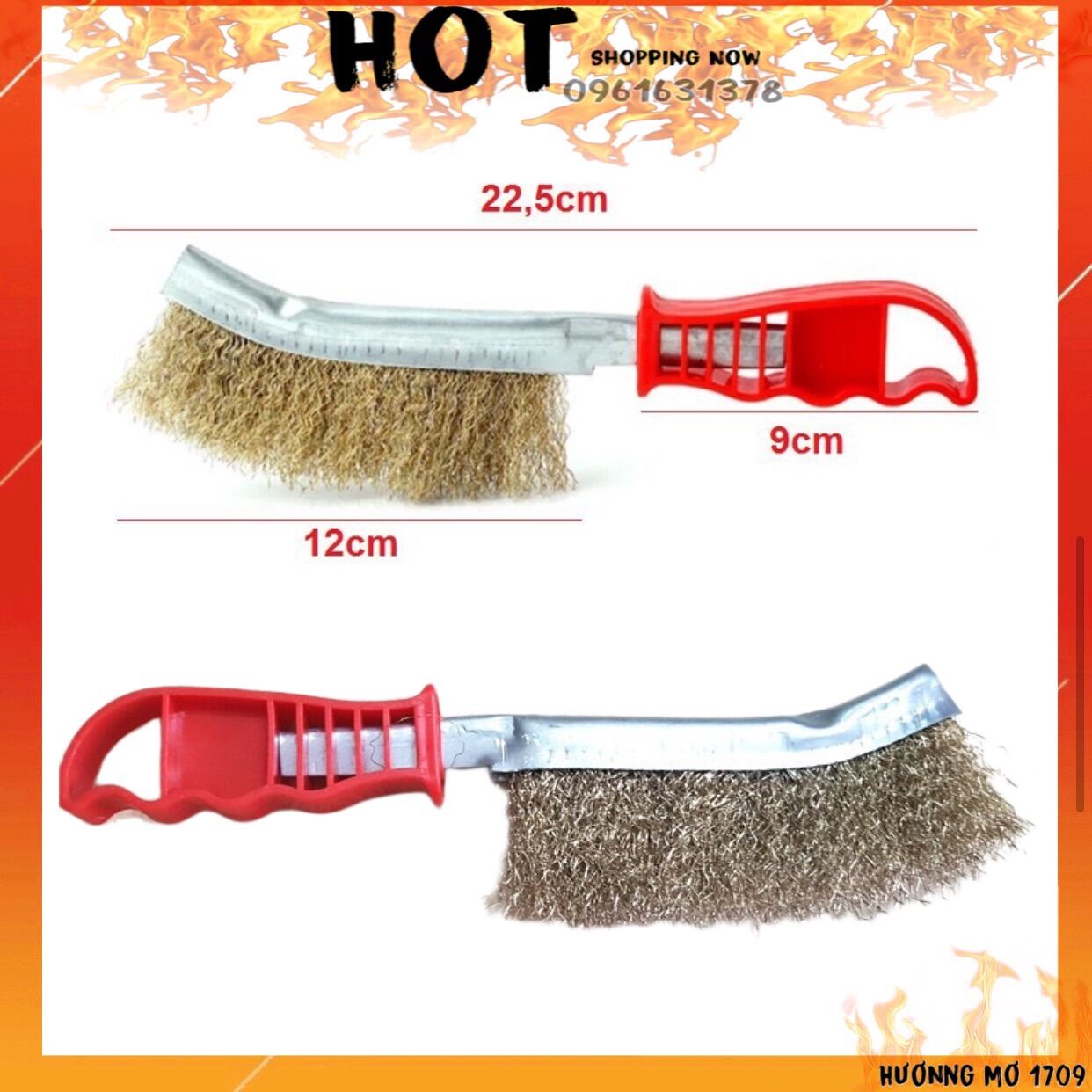 Bàn chải sắt đánh rỉ-chổi sắt cán đỏ chà rỉ, bàn chải sắt cán nhựa