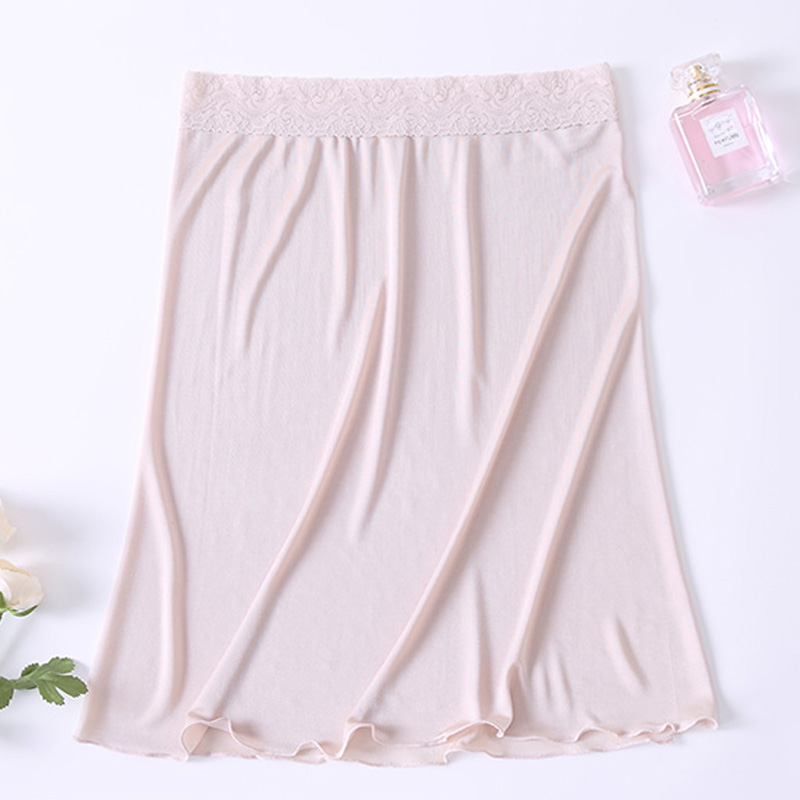 Lụa lót mini váy nữ mặc bên trong chống sáng mùa hè mỏng ngắn váy 静电防护打底半身裙高腰a字版型