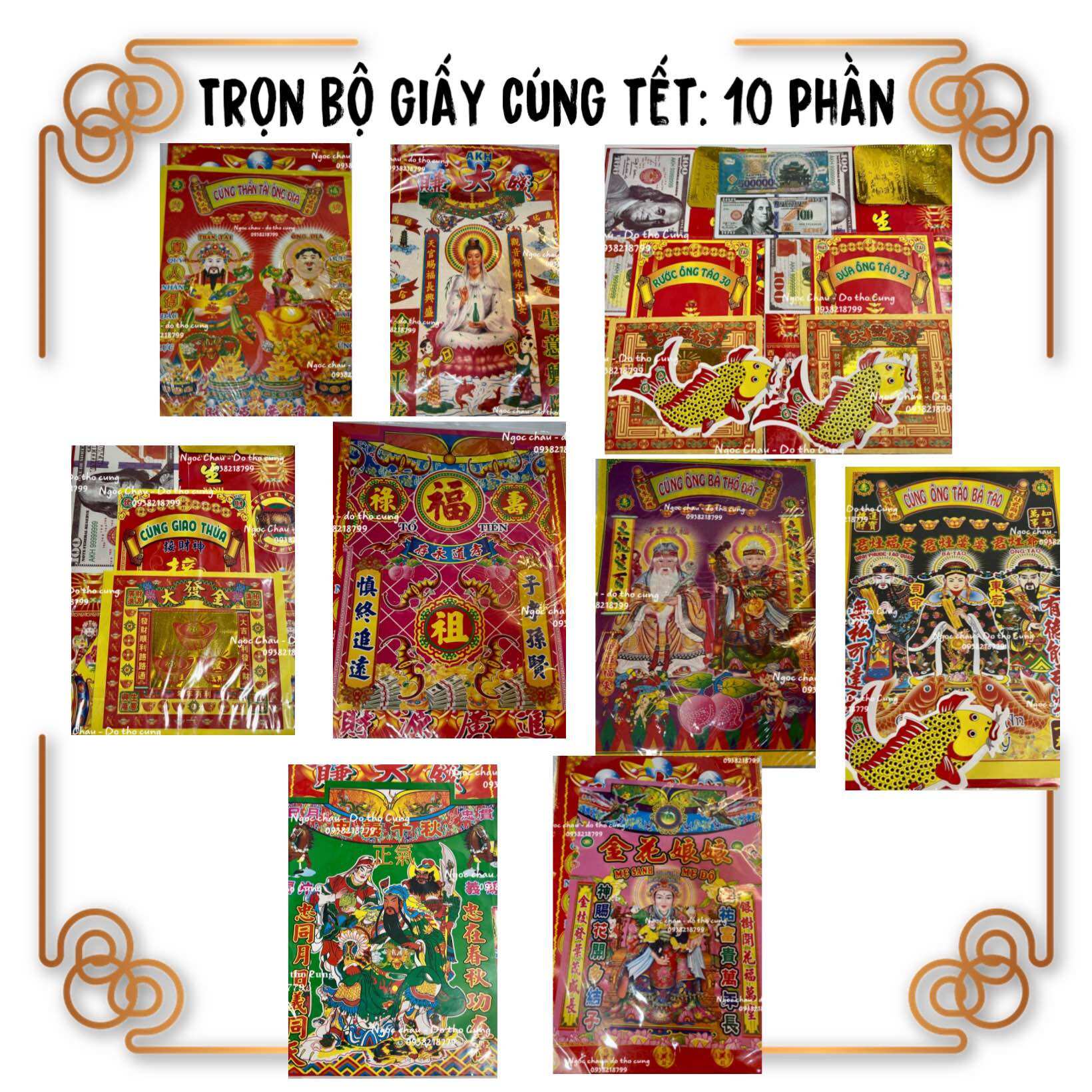 Trọn bộ giấy cúng ngày tết 10 phần _ tặng kèm văn khấn