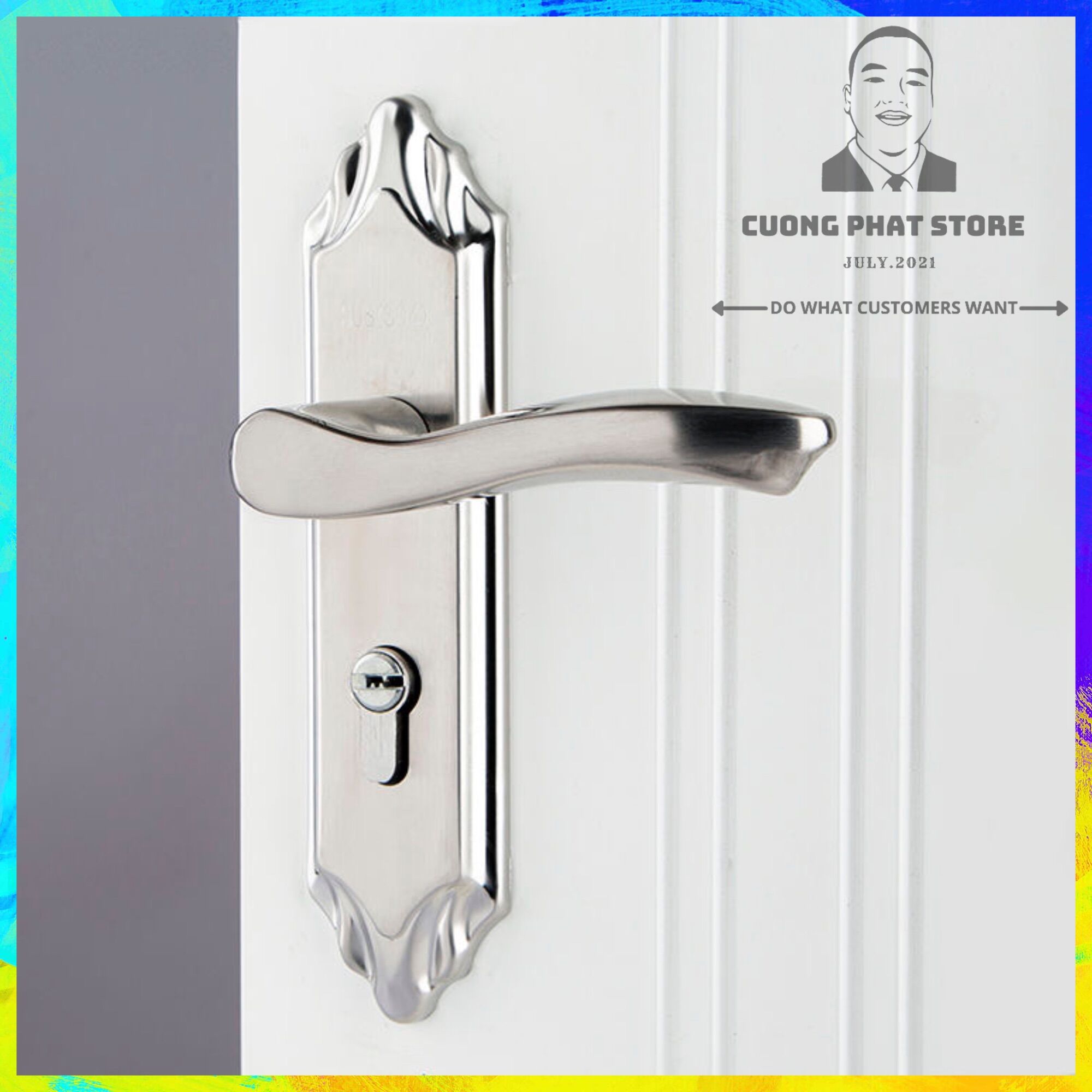 Khoá cửa phòng trọ, phòng ngủ chất liệu inox tay gạt tiện dụng cho các gia đình