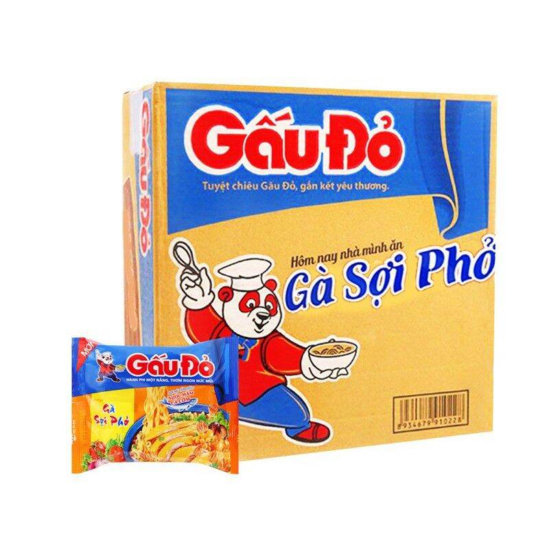 Thùng 30 gói mì gấu đỏ gà sợi phở