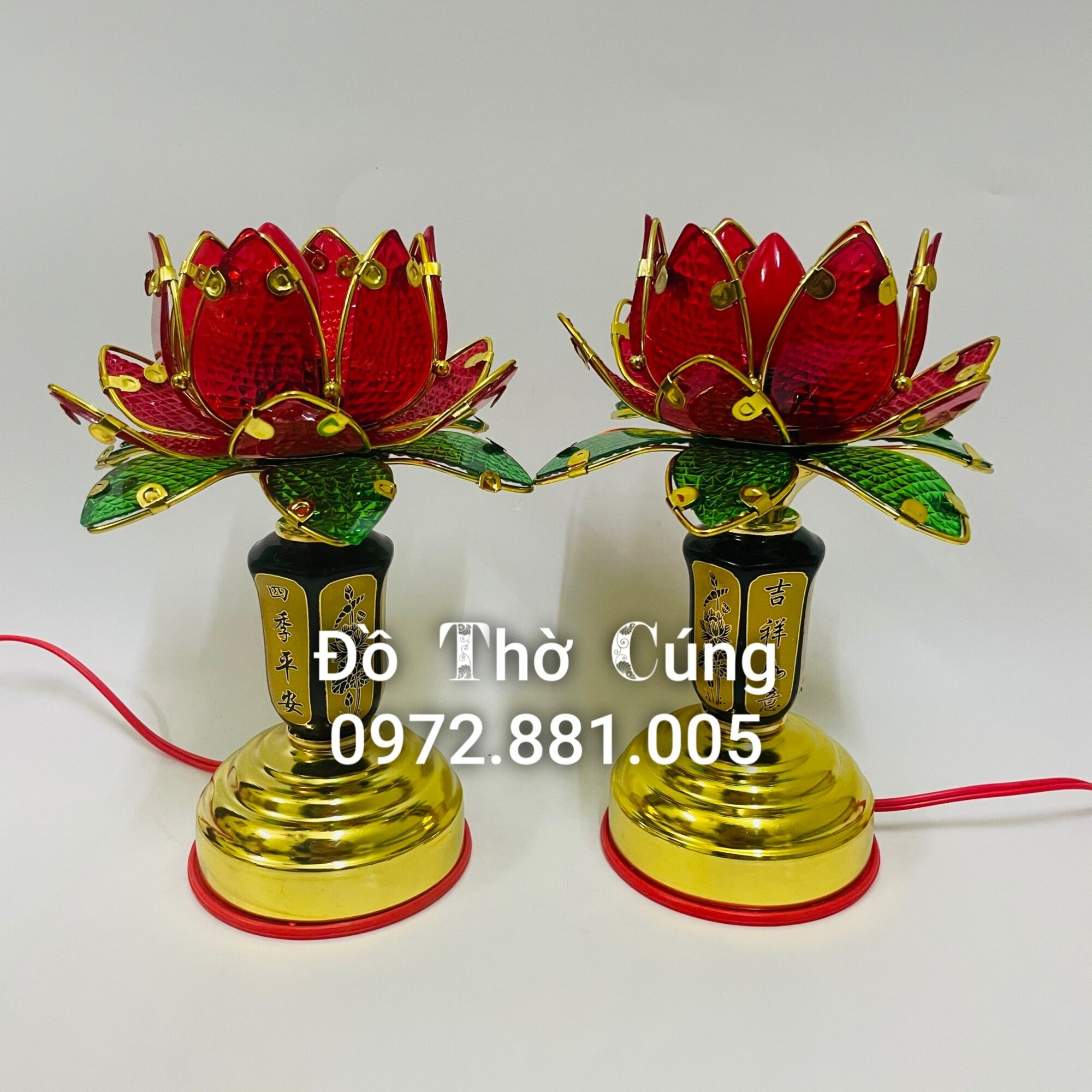 Đèn thờ cánh nhựa loại 1 bông 20 cm
