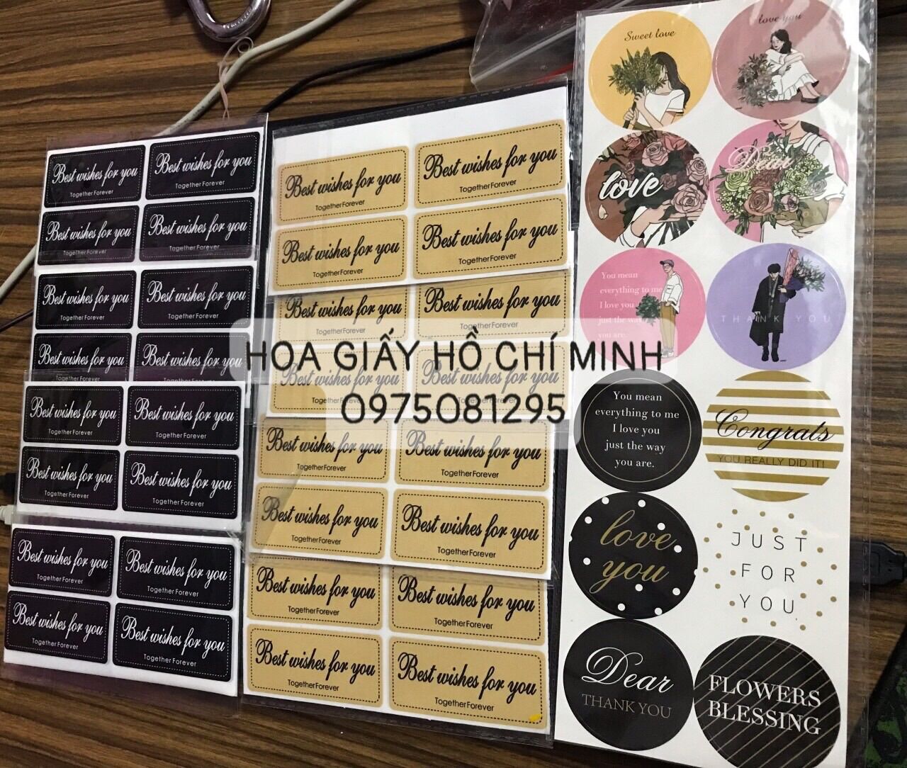 [HCM]5 Tem dán hoa hồng sáp nhãn dán hoa hồng sáp nhãn dán sổ handmade quà tặng