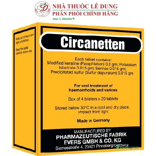 Circanetten giúp hết bệnh trĩ trong 4 tuần sử dụng nhập khẩu chính hãng từ