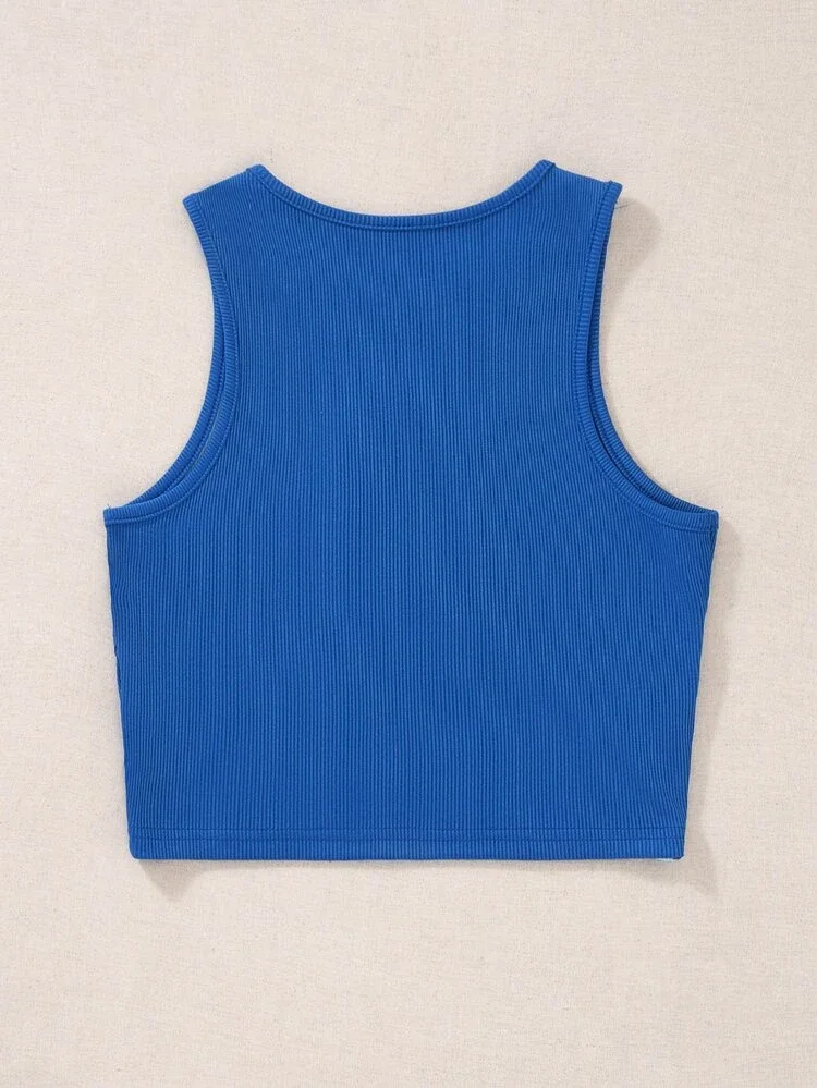 Áo croptop phối hai màu đan chéo (xanh coban + xanh ngọc)