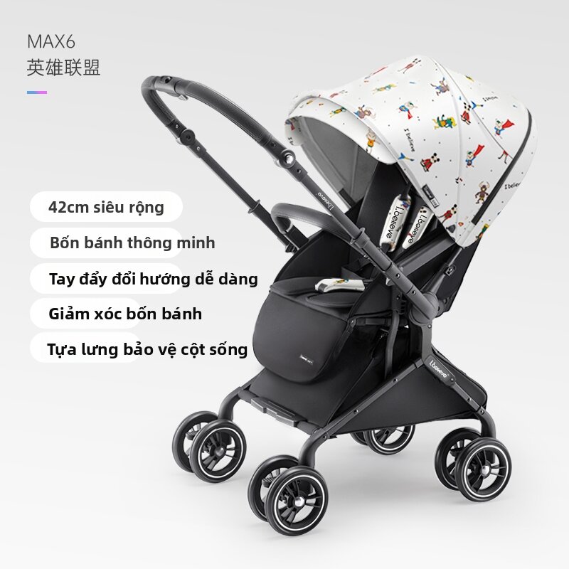 Reversible Light Baby Stroller For Newborn Wide - 5