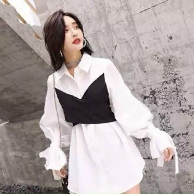 Áo sơ mi phối nơ cột màu mới (smm)