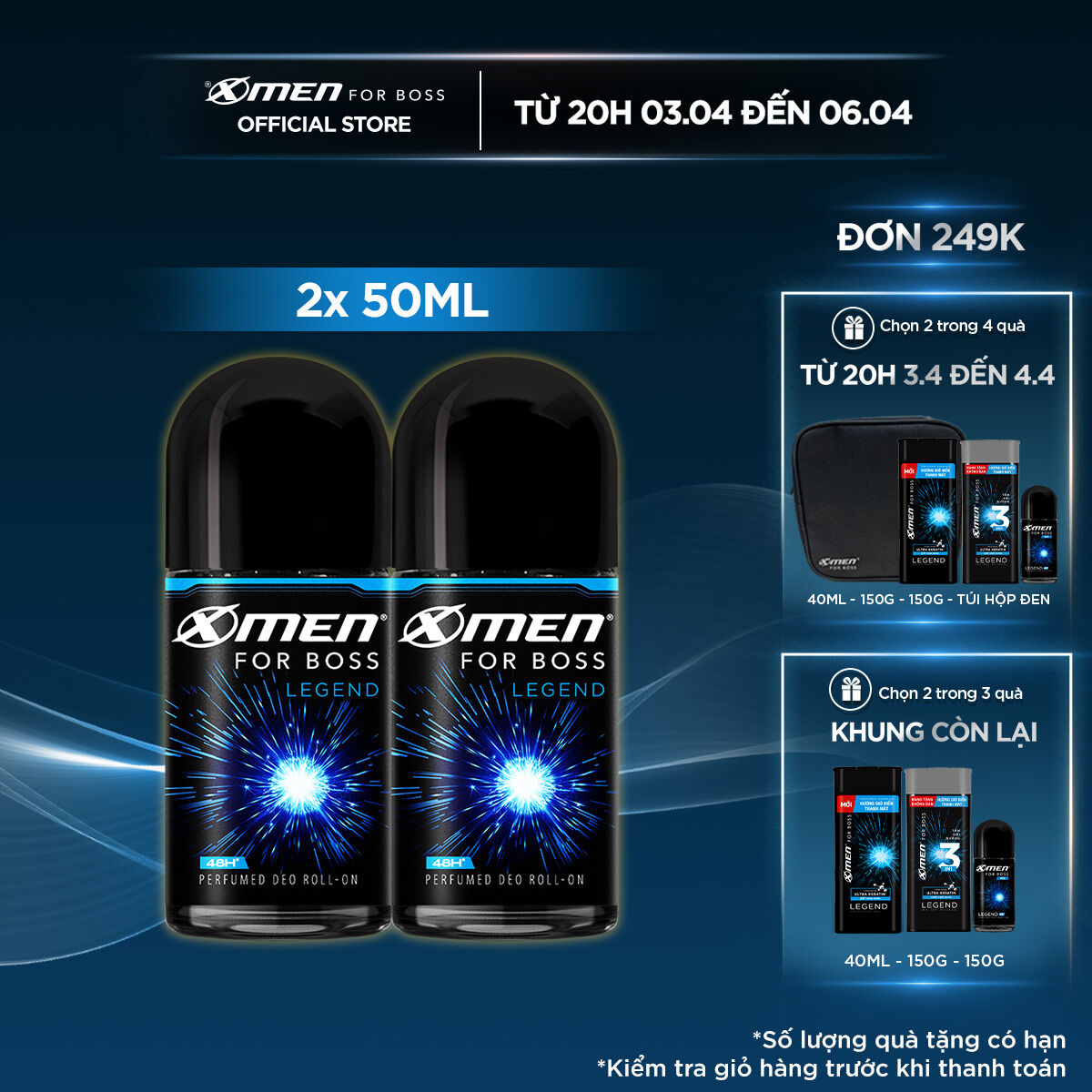 Combo 2 Lăn khử mùi X-men For Boss 50ml - Legend