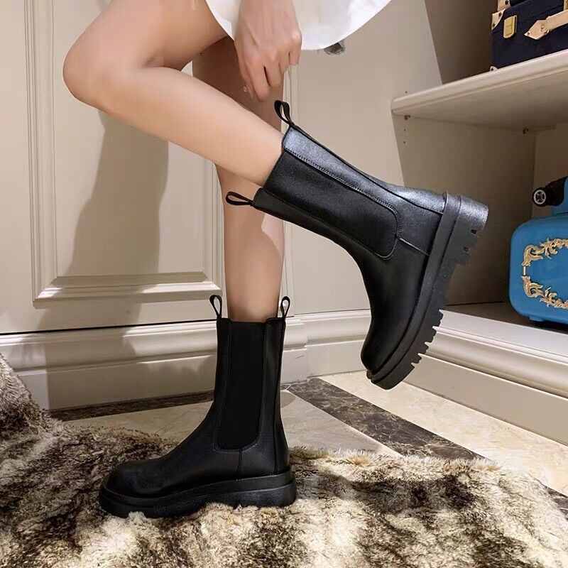 GIÀY BOOT ULZZANG DÁNG ỦNG KHÔNG DÂY CAO CỔ BẮP CHÂN