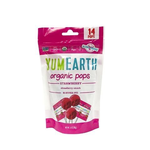 Kẹo mút hữu cơ cho bé vị dâu tây Yumearth 14 chiếc