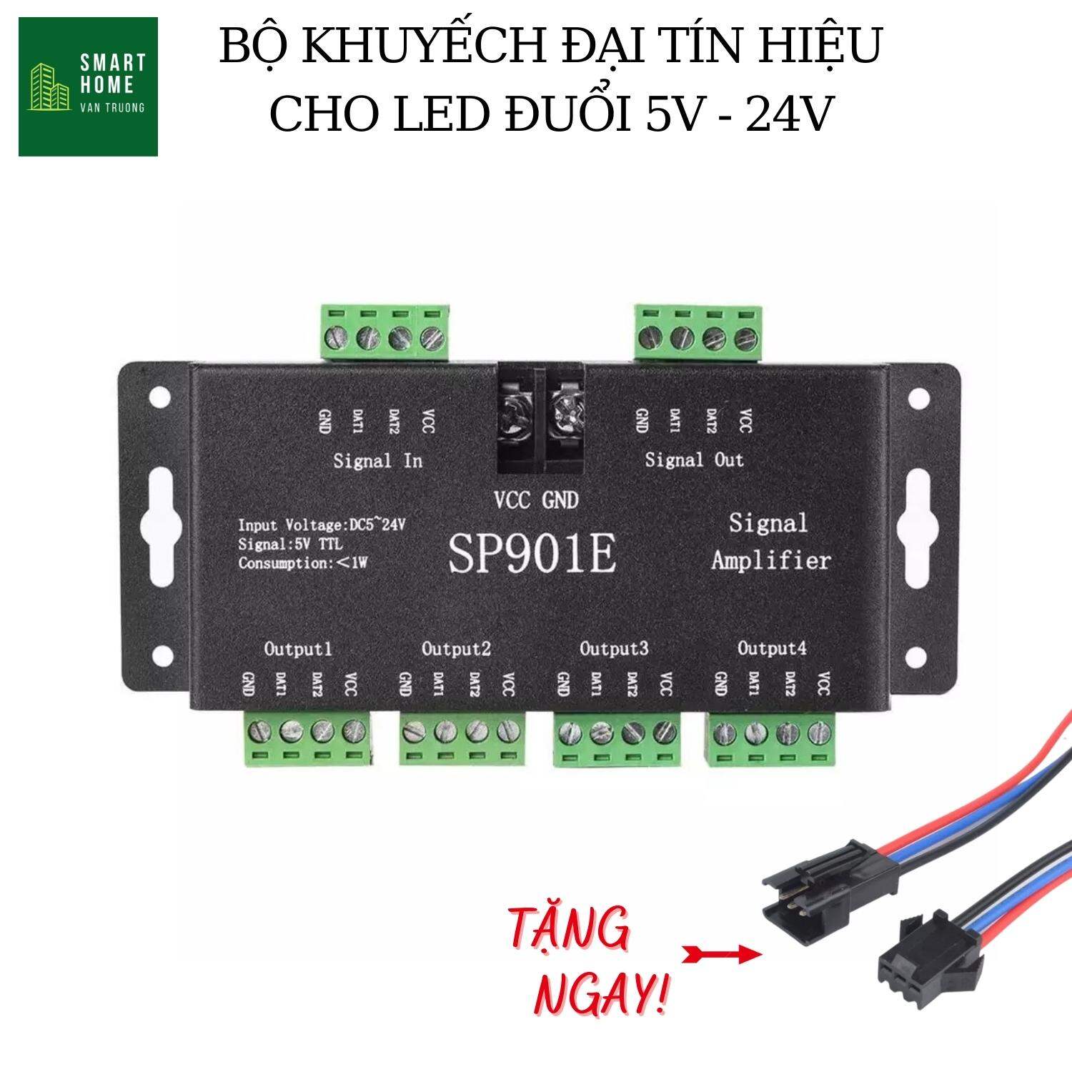 Video amplifier signal control 1 out 4 for LED lights, LED ốp ceiling, LED RGB