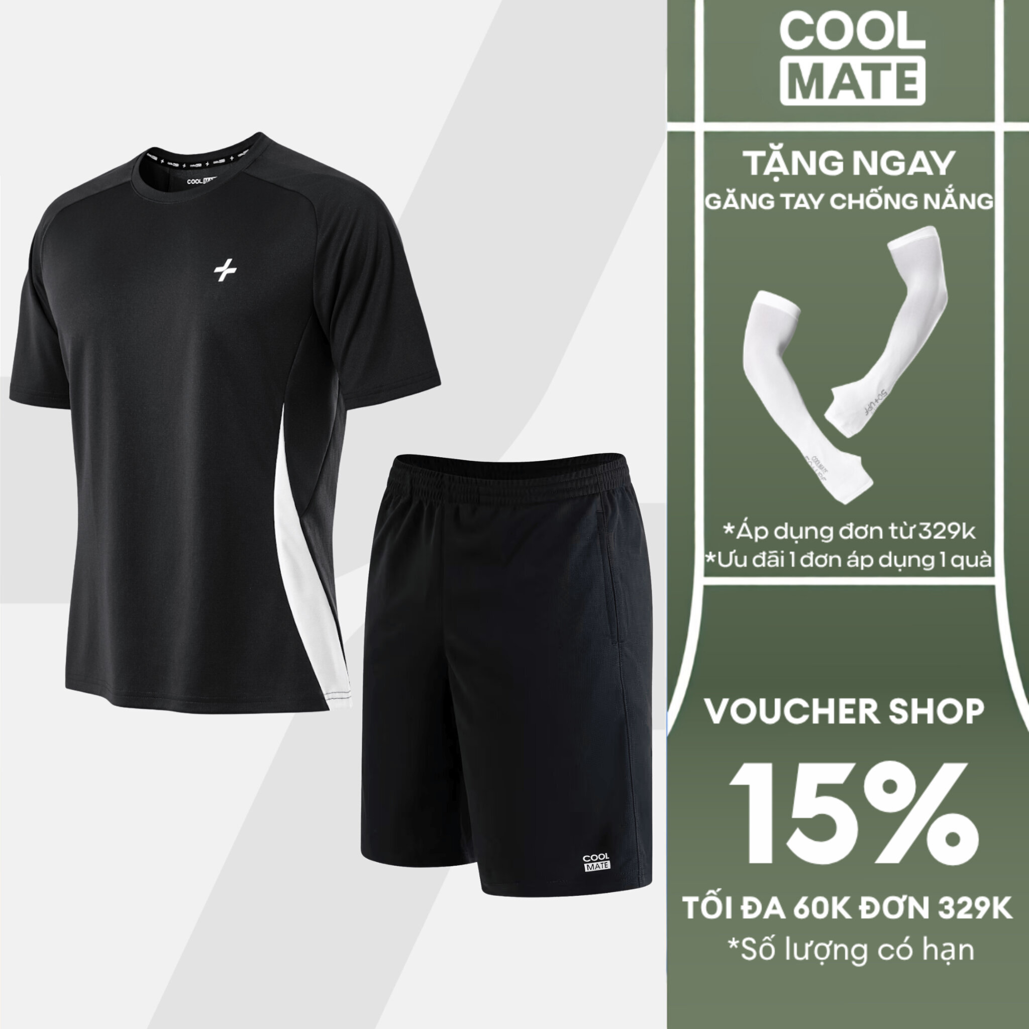 [TẶNG QUÀ ĐƠN TỪ 329K]Set thể thao Promax Áo thun Sideflow và Quần shorts Thoáng khí, thoải mái, thấm hút tốt Coolmate