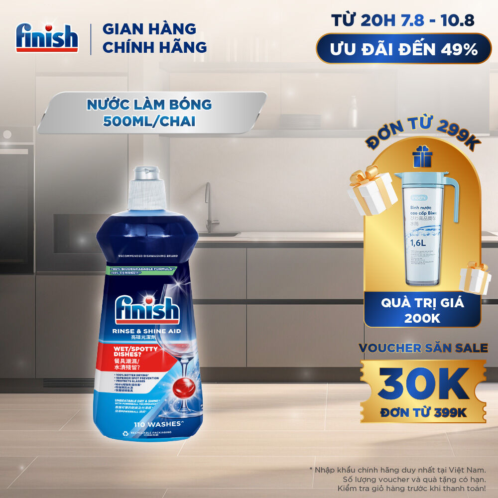 Nước Làm Bóng Chén Bát Finish Rinse & Shine Aid - chai 500ML