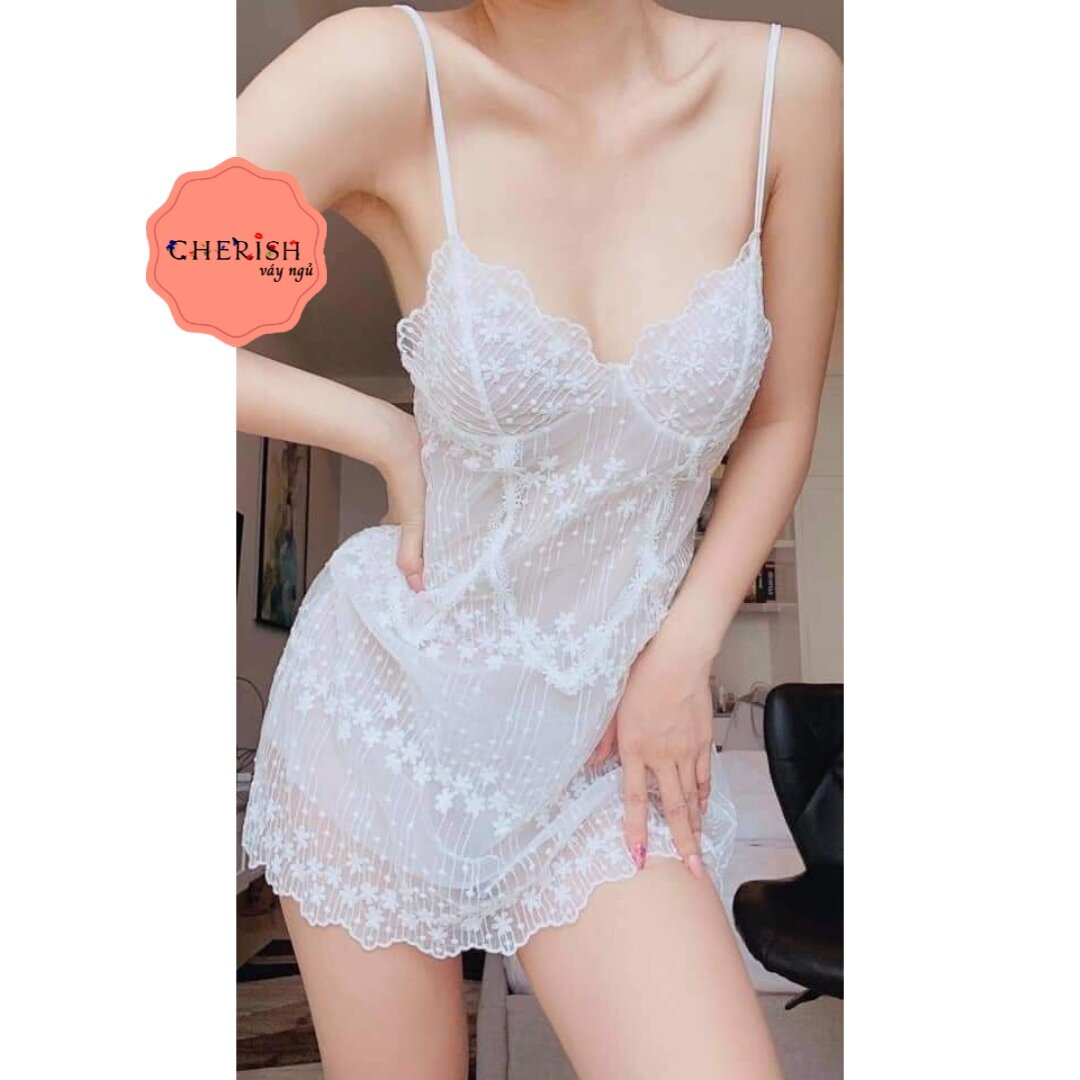 (M32) [ Hàng đẹp ] Váy ngủ hai dây ren thêu sexy cao cấp Đầm mặc nhà gợi cảm quyến rũ ̣̣̣̣̣̣̣( cherishvayngu ) ̣̣̣