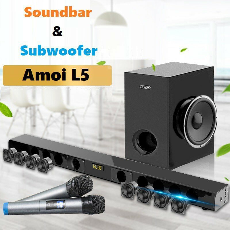 Loa Soundbar + Trầm 5.1 Bluetooth Hát Karaoke AMOI L5 Tặng 02 Micro Không Dây Cao Cấp (nhập khẩu)