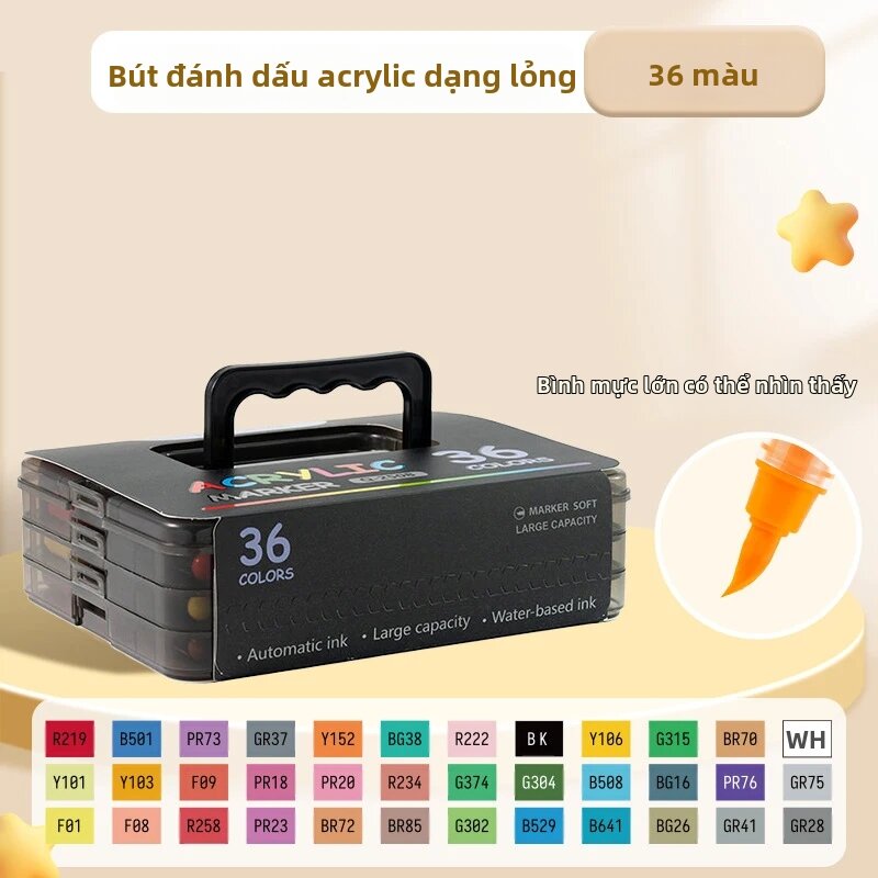 Bộ Bút Vẽ Acrylic Cao Cấp 60 Màu Đầu Mềm Màu Sắc Tươi Sáng Dùng Cho Vẽ Tranh & Thủ Công DIY