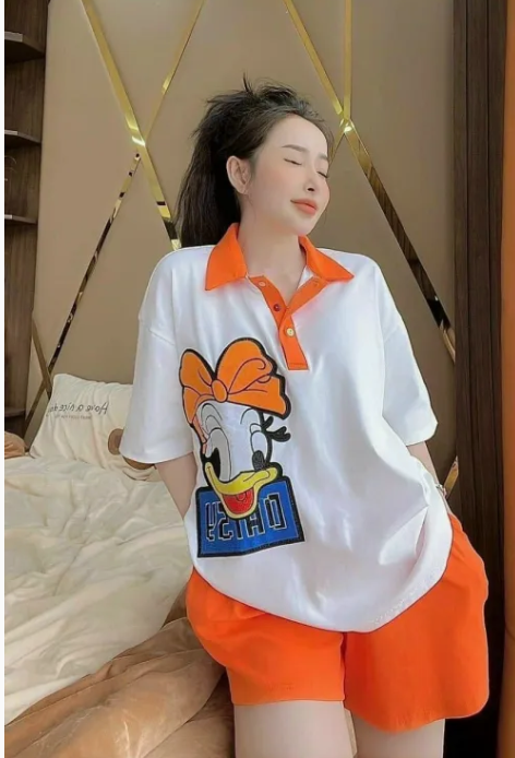 Bộ mặc nhà in ảnh vịt cute