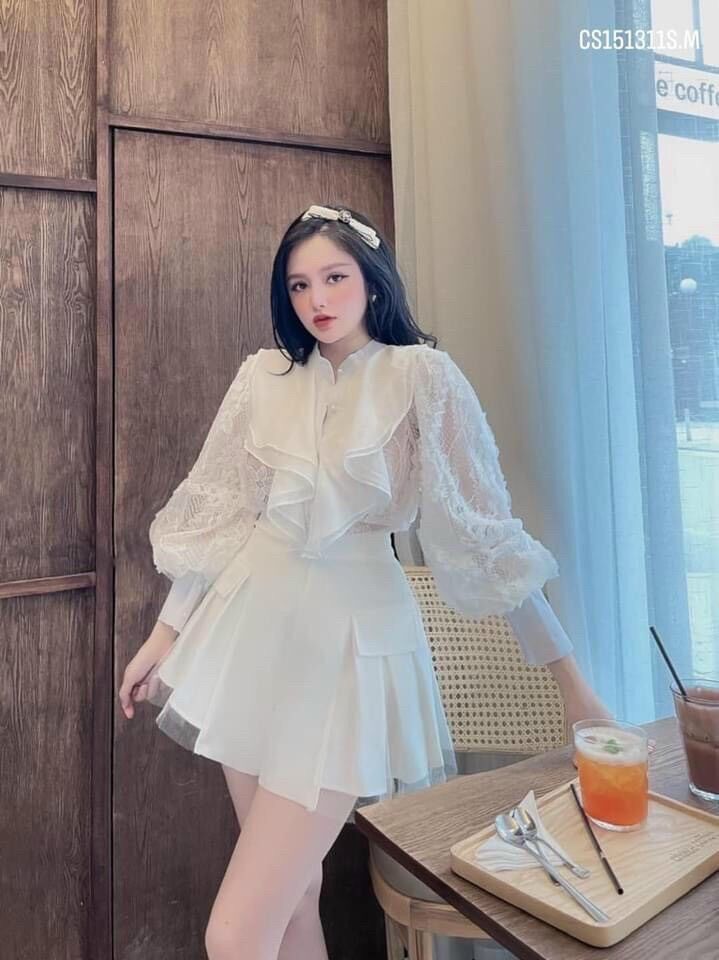 Quần đùi giả váy phối ren