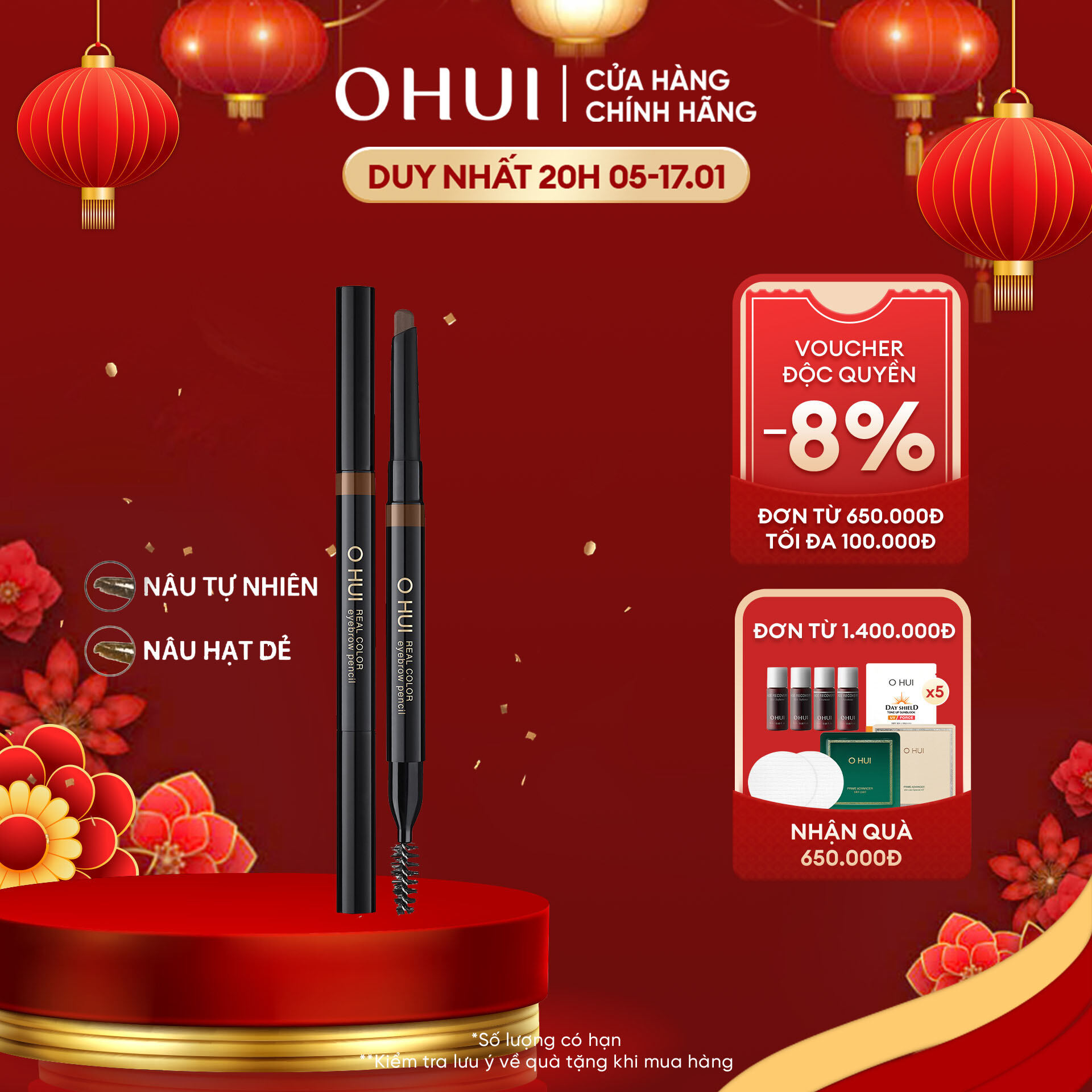 Chì kẻ chân mày ohui real color eyebrow pencil 0.36g
